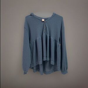 NWOT So Goods For Life Top Womens Small Blue Puff Sleeve/Hoodie Cottagecore/Boho